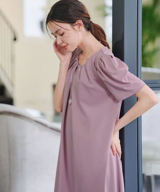 Tiaclasse L 【洗える】カットソーフレアAラインワンピース ピンク