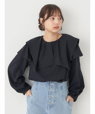 earth music&ecology ビッグカラーブラウス Navy