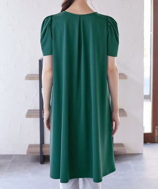 Tiaclasse L 【洗える】カットソーフレアAラインワンピース グリーン