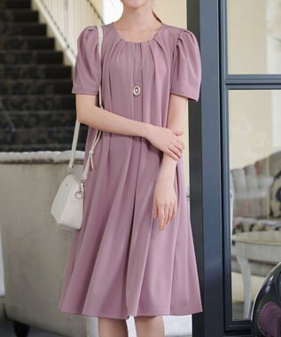 Tiaclasse L 【洗える】カットソーフレアAラインワンピース ピンク