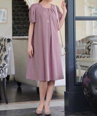 Tiaclasse L 【洗える】カットソーフレアAラインワンピース ピンク