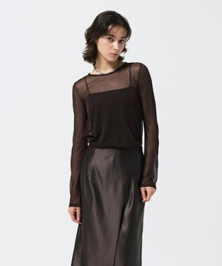 GRACE CONTINENTAL シアークルーニットトップ ブラウン