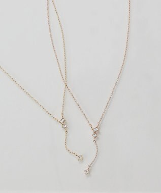 Phoebe 【金属アレルギー対応】ラディアンスビジューYラインネックレス　シャンパンゴールド シャンパンゴールド