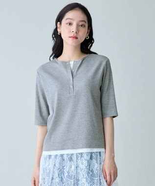 ANY L フェイクレイヤード半袖プルオーバー