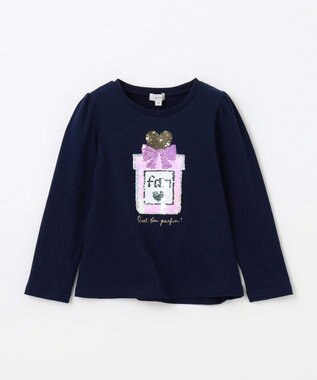 ANY KIDS ミラクルスパンコール 長袖 Tシャツ ネイビー×パフューム