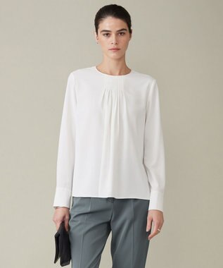 ICB L 【洗える】 ストレッチジョーゼット ブラウス オフホワイト系