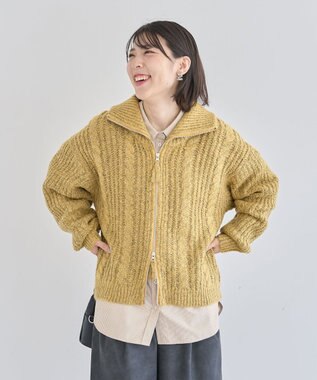Green Parks 衿付きケーブルｚｉｐカーディガン
