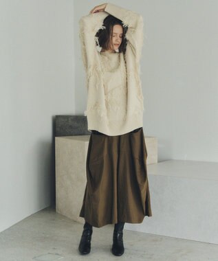 YECCA VECCA スター柄フリンジルーズニット Ivory