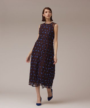 GRACE CONTINENTAL バイカラーレースワンピース ブラウン