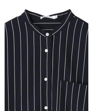 CRAFT STANDARD BOUTIQUE バンドカラーシャツ Stripe Navy