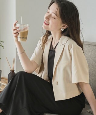 WEGO 【SETUP可】リネンライクショートシャツジャケット ナチュラル