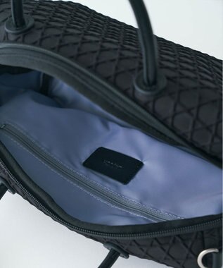 MIYABIYA LAQUOH【撥水加工】篭目柄エンボスボンディング ミニボストン ブラック