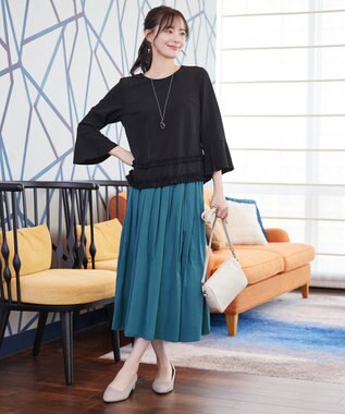 Tiaclasse L 【おのののかさん着用】ランダムタックロングスカート グリーン