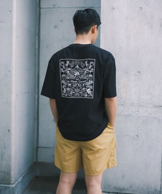 SHARE PARK MENS 【UVカット・吸水速乾・ストレッチ・軽量 】バンダナバックプリントＴシャツ ブラック系