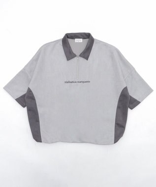 WEGO 【ユニセックス着用ITEM/MLサイズ展開】フェイクスウェードドルマンハーフZIPT（SS） ライトグレー