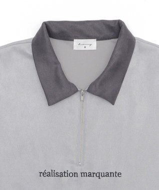 WEGO 【ユニセックス着用ITEM/MLサイズ展開】フェイクスウェードドルマンハーフZIPT（SS） ライトグレー