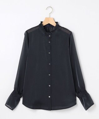 組曲 L 【WEB限定】シャイニーオーガンボウタイ付き ブラウス ネイビー系