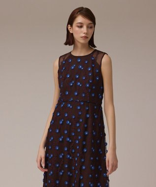 GRACE CONTINENTAL バイカラーレースワンピース ブラウン