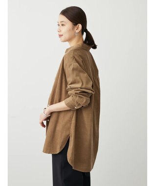 Green Parks 柔らかい細コールシャツ Beige