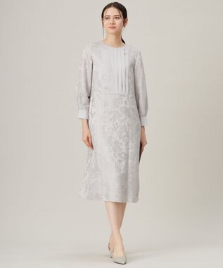 自由区 【洗える】オパールプリント ワンピース ライトグレー系