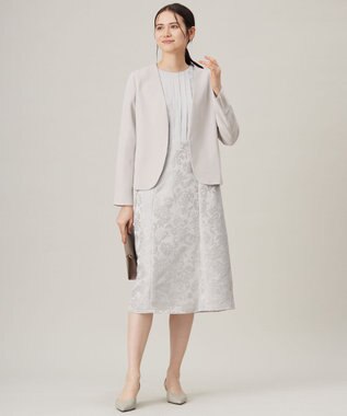 自由区 【洗える】オパールプリント ワンピース ライトグレー系