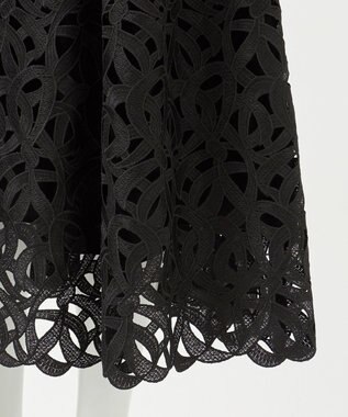 23区 L 【エステータ】ジオメトリックレース スカート ブラック系