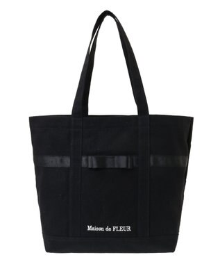 Maison de FLEUR マルチポケット帆布トートMバッグ Black