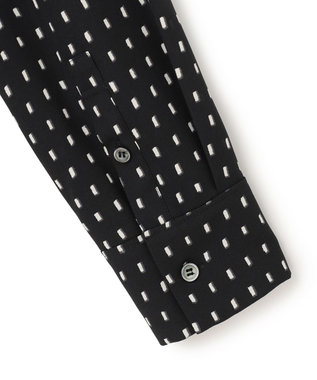 ICB L 【新色追加・WEB限定】BackSatinAmunzen キーネックブラウス ブラックドット系