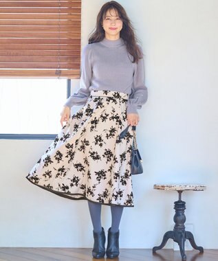 ANY SIS 【Oggi1月号掲載】モックネック袖パール調 ニット ライトブルー