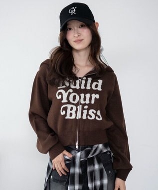 WEGO グラフィックジャガードニットZIPパーカー