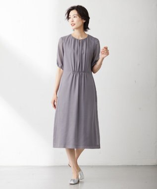 J.PRESS LADIES L 【WEB限定カラーあり・洗える】 ブライトスパンボイル ワンピース ライトグレー系