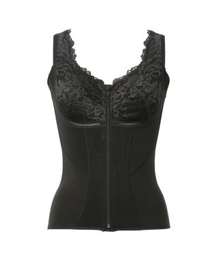 BRADELIS New York 【BRADELIS NewYork peace】細みえフロントファスナー綿混ブラキャミ25 補正下着 カップ付き キャミソール ブラトップ シェイパー