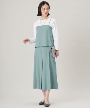 自由区 L 【セットアップ対応・接触冷感・洗える】リネンライクシンセティックキャミ ビスチェ ライトブルー