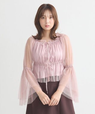 earth music&ecology チュールブラウス Pink