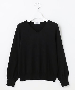 J.PRESS LADIES 【洗える】PRINCE Vネック ニット ブラック系