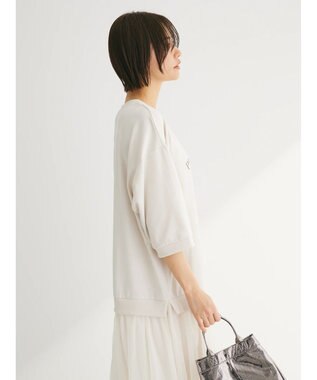 Green Parks ７分袖チュールドッキングロゴワンピース Beige