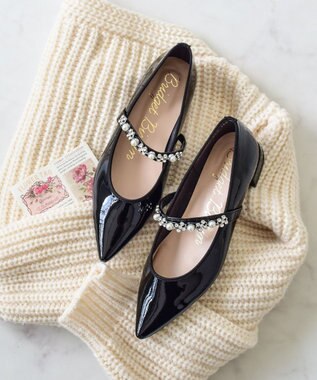 Bridget Birkin ＜抗菌消臭＞【Bridget Birkin】キラキラストラップポインテッドパンプス ブラックエナメル