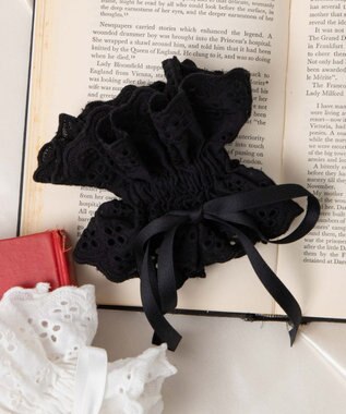 WEGO Lリボン付きレースシュシュ ブラック