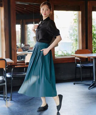 Tiaclasse L 【おのののかさん着用】ランダムタックロングスカート グリーン