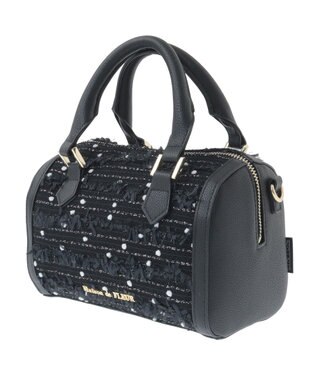 Maison de FLEUR LINTONツイード2Wayミニボストンバッグ Black