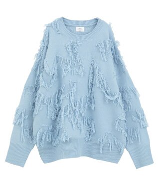 YECCA VECCA スター柄フリンジルーズニット Ivory