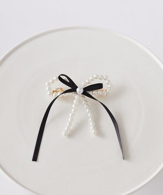 Maison de FLEUR パールサテンリボンバレッタ