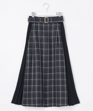 Feroux 【洗える】プリーツコンビチェック スカート ブラック系3