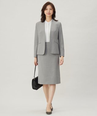 J.PRESS LADIES 【セットアップ対応】BAHARIYE2 ノーカラー ジャケット ライトグレー系1