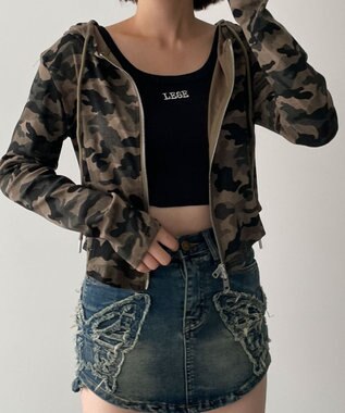 WEGO カーブヘムダブルZIPパーカー 柄1