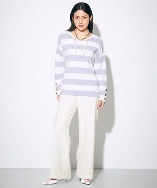 GRACE CONTINENTAL ウールストレッチセミワイドパンツ ホワイト