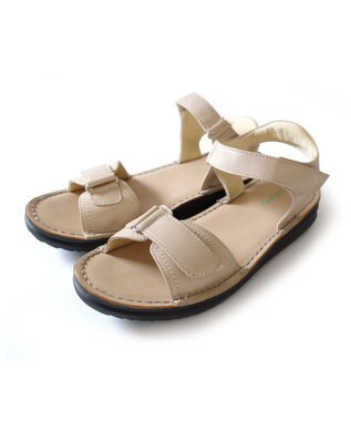 Pointer 本革 甲幅調整 超軽量マジックテープ付きサンダル ベージュ