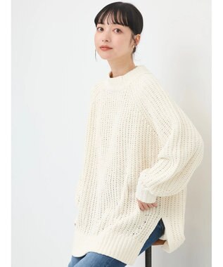 earth music&ecology マットモール片畦チュニック Ivory