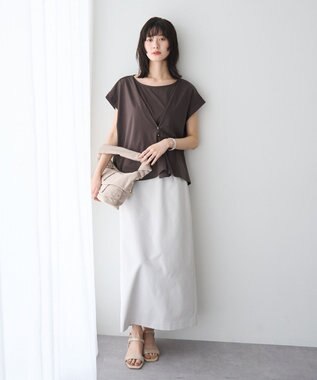 YECCA VECCA ピン付きドレープカットソー Charcoal Gray
