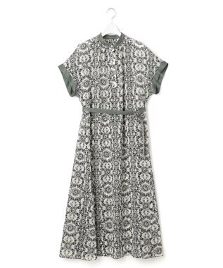 23区 【一部店舗限定/速乾性/洗える】モノトーンプリント ワンピース オーナメントモチーフ